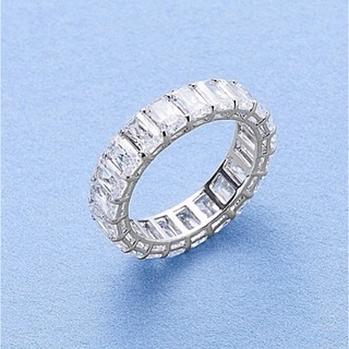 SS88Jewelry แหวน Eternity Ring Radiant Cut ตัวเรือนเงินแท้ ชุบทองคำขาว รูปสินค้าจริง