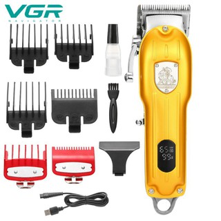 VGR V-092 ปัตตาเลี่ยน สแตนเลสสตีลโลหะไฟฟ้า มืออาชีพไร้สาย LCD ผม Trimmer