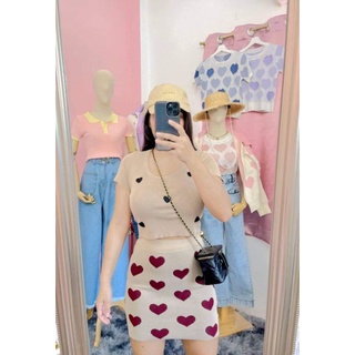เสื้อไหมพรมหัวใจปัสน่ารักมากอก32-46”