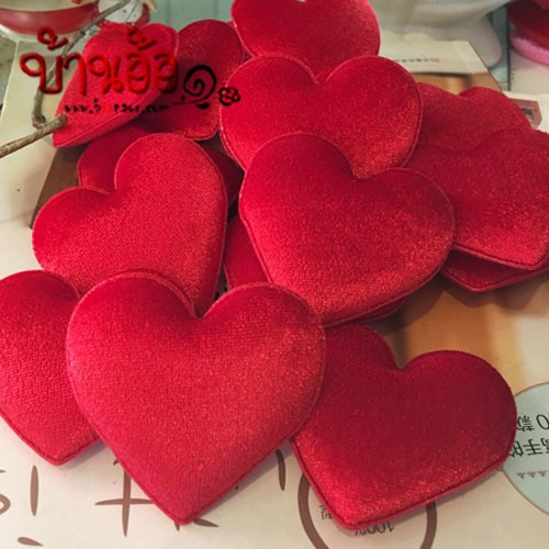 6cm หัวใจ หัวใจผ้า กำมะหยี่ ขนาด 6 เซนติเมตร จำนวน 3 ชิ้น heart for valentine gift สินค้าพร้อมส่งจากไทย