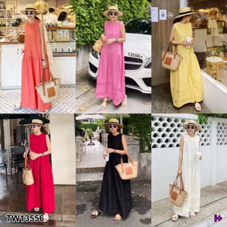 Maxidress แขนกุดผ้าลินินทรงสวยน่ารักมาก