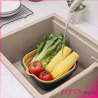 ตะกร้าล้างผลไม้ 2ชั้น 2in1 ตะกร้าล้างผัก Basin for washing vegetables