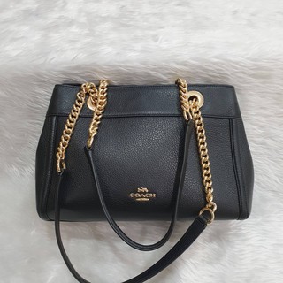 Coach แท้ ✔️ พร้อมส่ง กระเป๋าสะพายหนัง สายโซ่ | Coach Brooke Chain Carryall