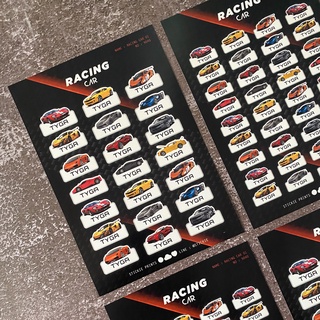 สติ๊กเกอร์ชื่อ กันน้ำ ลาย RACING CAR ( Name Sticker 4 sheet / set )