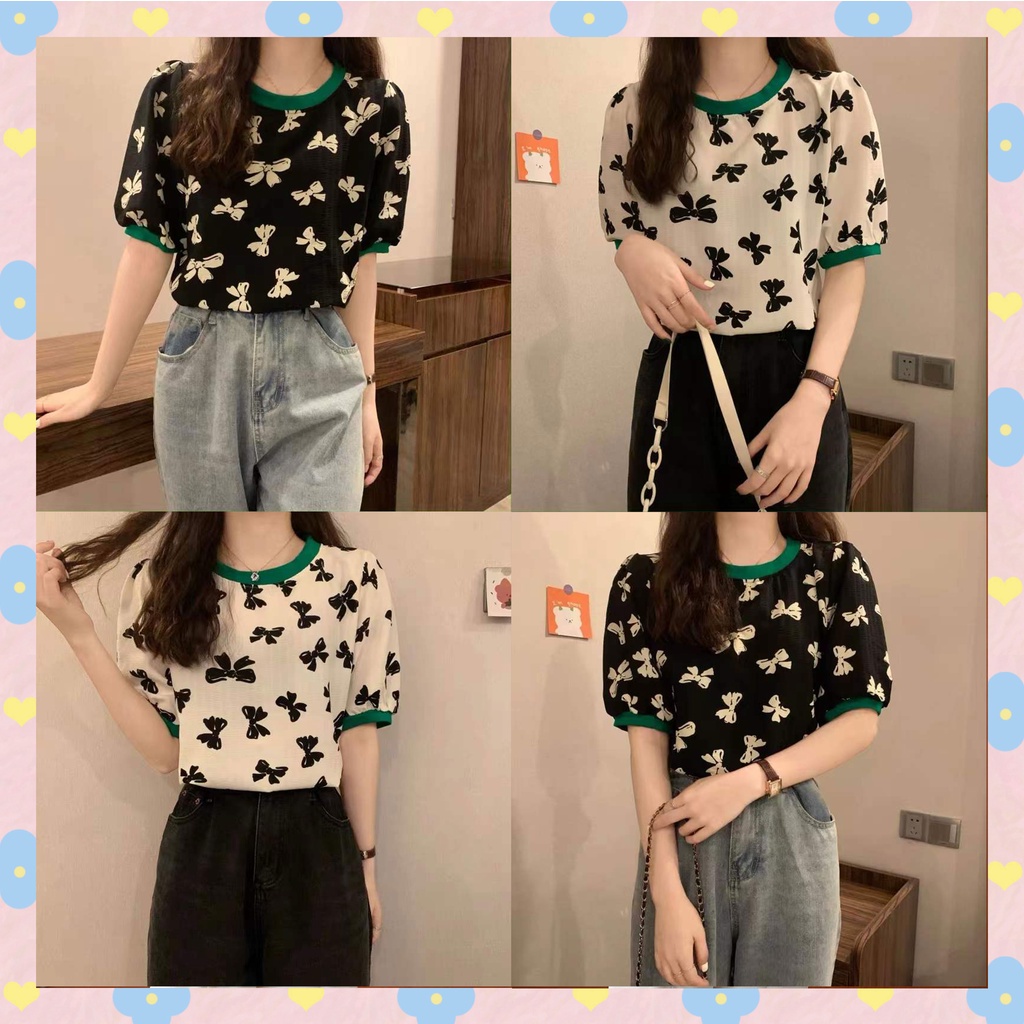 LH.Sunday🍀 เสื้อยืดแฟชั่นสไตล์เกาหลี💕🍒 พิมพ์ลายน่ารักระดับสิบหวานๆเอาใจสายคาเฟ่ ✨🌹