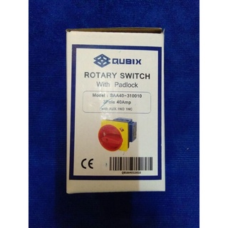 Qubix SAA40-310010 Rotary Switch with Padlock สวิตช์เพาเวอร์ ON-OFF 3เฟส 380V 40A 11KW มีAux 1NO+1NC รูยึด 48*48mm