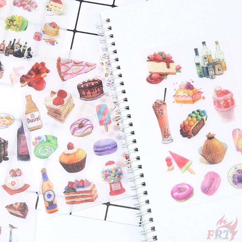 ❉สติกเกอร์พิมพ์ลายเค้กขนมหวานสําหรับตกแต่งสมุดไดอารี่ 6 แผ่นสติ๊กเกอร์