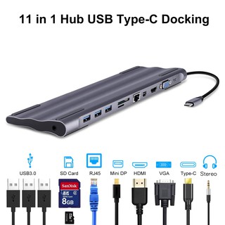 USB Hubs 11-In-1 Multi-Function Docking Station Usb C To Hdmi Gigabit Network Port Mini Dp Port Vg Sd/Pd Charging