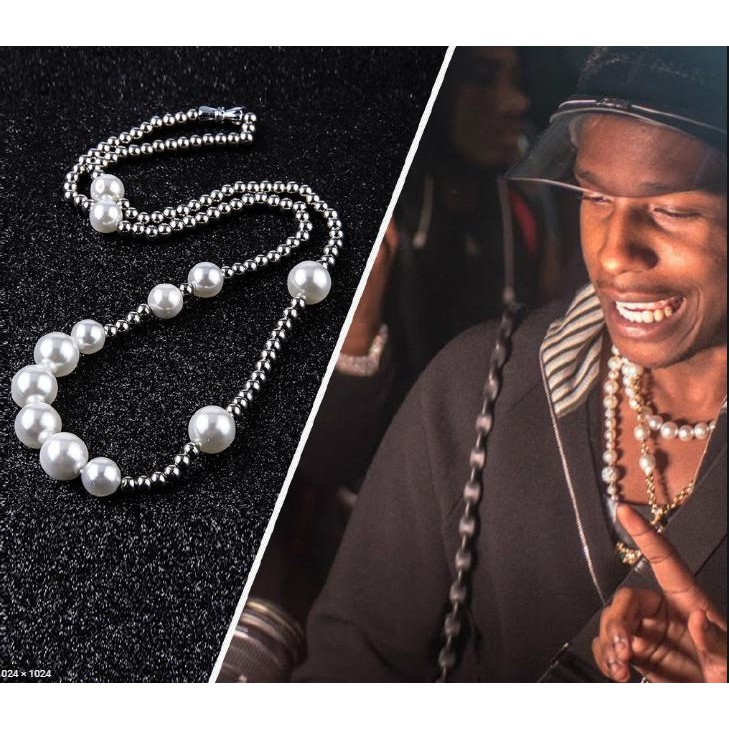 🔥สร้อยคอAsap rocky สร้อยไข่มุก pearl Necklace แบรนด์ Kamenra🔥
