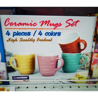 เซตแก้วกาแฟเซรามิคสีพาสเทลสีหวาน 4 ใบ