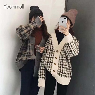เสื้อสเวตเตอร์แจ็คเก็ตคาร์ดิแกนสําหรับสตรีแขนยาวสไตล์เกาหลี