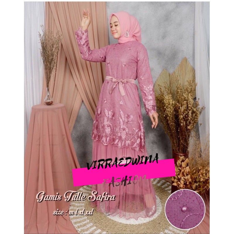 Safira Tulle Dress มุสลิม Gamis Dress Syari Gamis