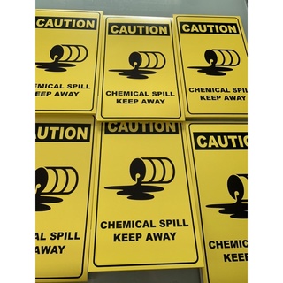 ป้ายตั้งพื้น/โต๊ะ สแตน CAUTION Chemical spill keep away ระวังสารเคมีหก