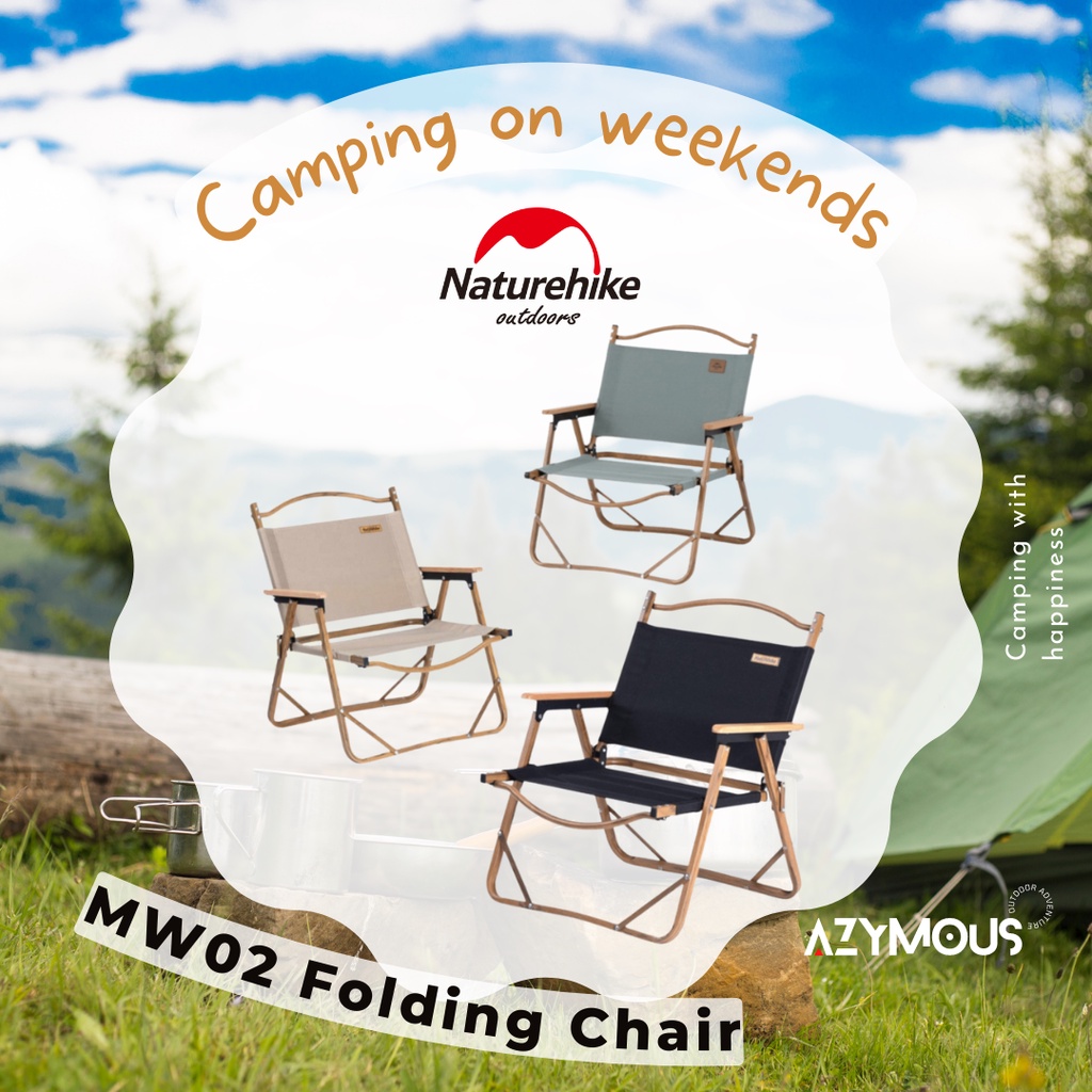 เก้าอี้พับอลูมิเนียมลายไม้ Naturehike MW02 outdoor folding chair เก้าอี้แคมป์ปิ้ง พบเก็บพกพาง่าย NH19Y002-D