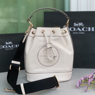 🎀 (สด-ผ่อน) กระเป๋าสะพาย สีขาว COACH C4100 DEMPSEY DRAWSTRING BUCKET BAG