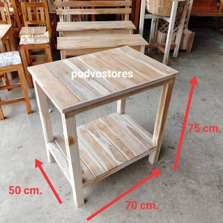 โต๊ะวางทีวีไม้สักแท้ 2 ชั้น (งานดิบไม่ได้ทำสี) โต๊ะไม้