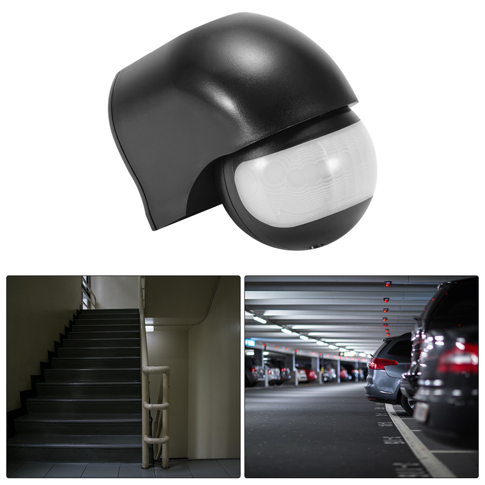 PIR Infrared Sensor Motion Switch Wall Mount Automatic Light Control Black