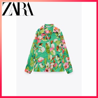 Zara เสื้อเบลาส์ ผ้าซาติน ผ้าไหม พิมพ์ลายดอกไม้ แฟชั่นฤดูร้อน สําหรับผู้หญิง