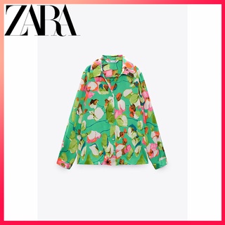 Zara เสื้อเบลาส์ ผ้าซาติน ผ้าไหม พิมพ์ลายดอกไม้ แฟชั่นฤดูร้อน สําหรับผู้หญิง