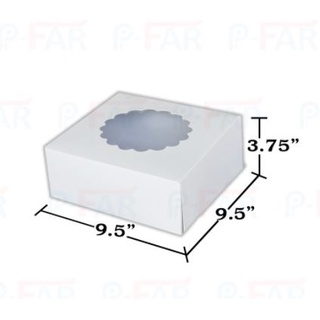 (50ใบ) กล่องเค้ก 2 ปอนด์ (9.5 x 9.5 x 3.75") เจาะดอกไม้_INH100