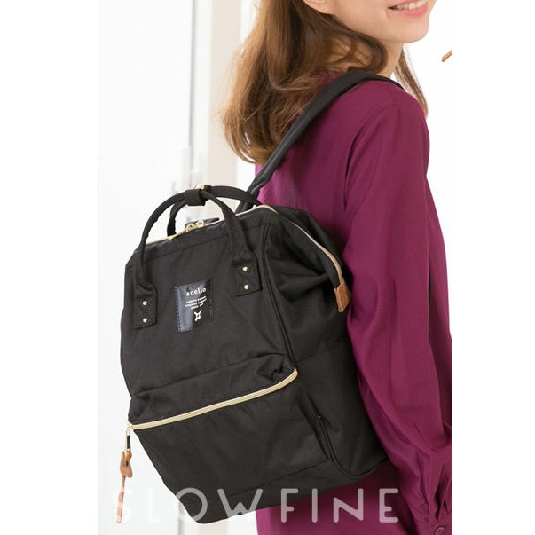 ส่งฟรี *แท้ 100%* เป้ Anello Polyester Canvas Mini Backpack ~ สีดำ