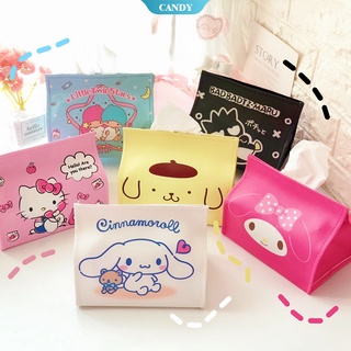 Sanrio Kawaii Cinnamoroll My Melody Kuromi กล่องทิชชู่ หนัง PU ลายการ์ตูนน่ารัก ขนาด 18 ซม. X12 ซม. X15.5 ซม.