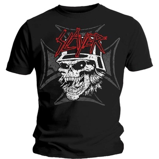 T-shirt  เสื้อยืดแขนสั้น พิมพ์ลายหัวกะโหลก Slayer สีดํา สไตล์ฮิปฮอป แฟชั่นคลาสสิก สําหรับผู้ชายS-5XL