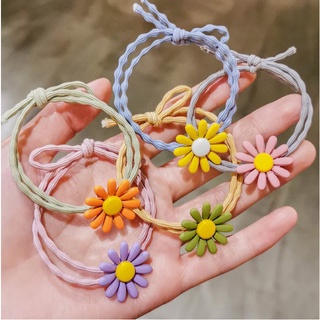 【พร้อมส่ง】ทุกสี1บาท ยางรัดผมลายดอกไม้ดอกเดซี่ สไตล์เกาหลี ยางมัดผมน่ารัก