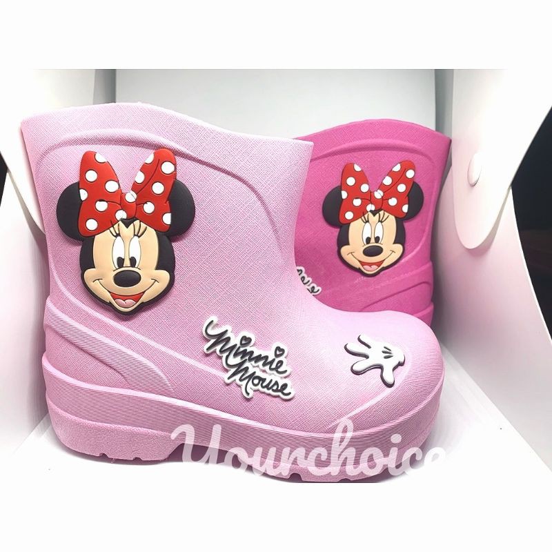 รองเท้าบูทเด็ก Minnie Mouse มินนี่ รองเท้าบู๊ทเด็ก สีหวาน กันน้ำ กันฝน BMN02