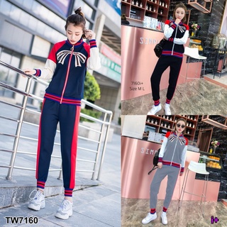 👗Pfashion [ส่งไว!!🚛] P7160  Set เสื้อแจ๊คเก็ตคอตั้ง+กางเกงขายาว  Set: jacket + pants