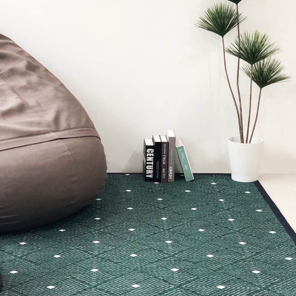 PDM เสื่ออเนกประสงค์ ลาย Ease (Emerald-White linen) Size S 90x200 cm.