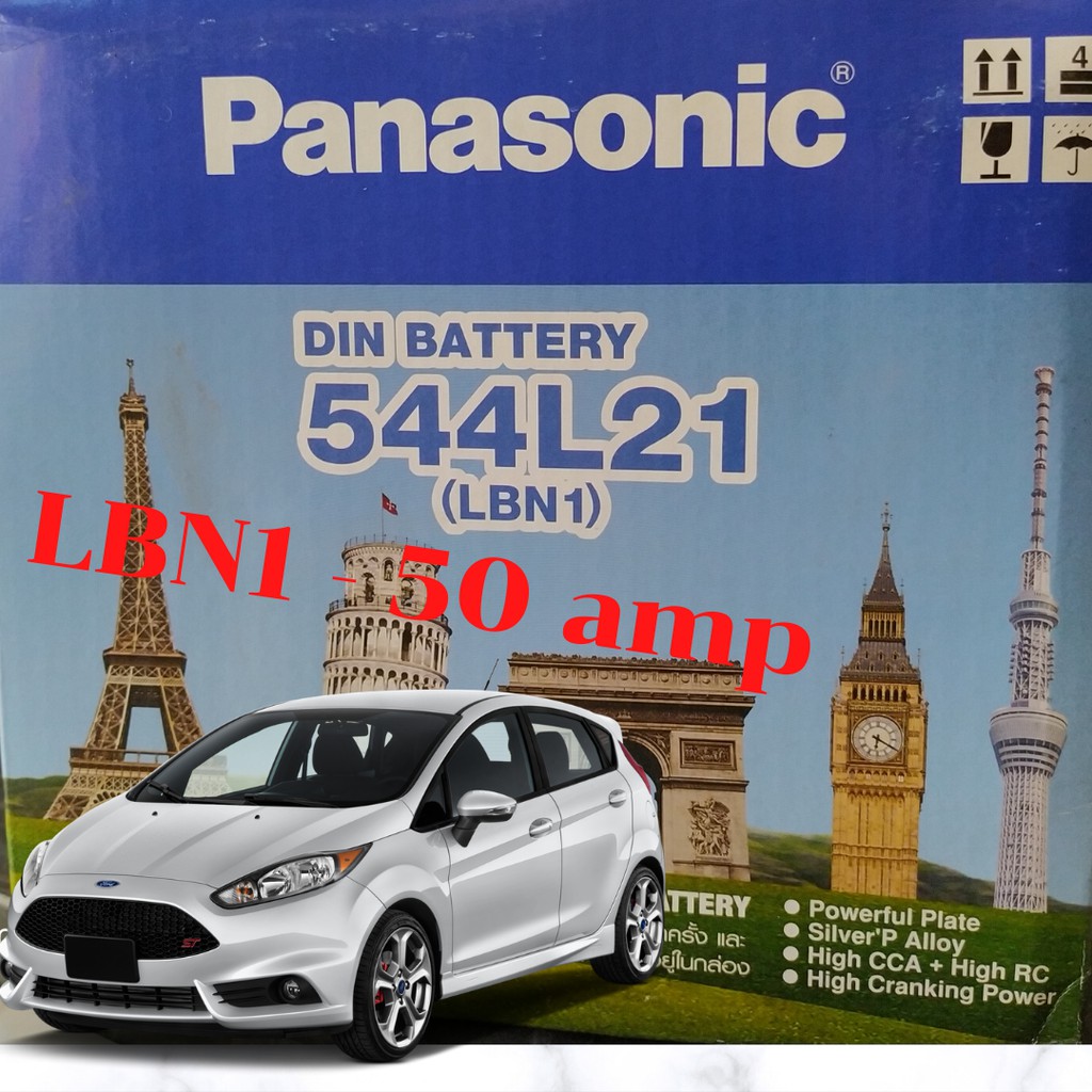 แบตเตอรี่ Panasonic LBN1 DIN45 544L21 จุ 50 AMP สำหรับ Ford Fiesta , Chevolet Sonic ฯลฯ