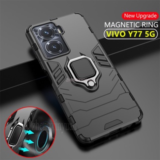 เคสโทรศัพท์มือถือ กันกระแทก พร้อมแหวนขาตั้ง สําหรับ VIVO V25 V25e V25 Pro Y02S Y35 4G Y77 5G Y77-5G