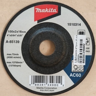 ใบหินเจียร์บาง MAKITA 4นิ้ว หนา 2มิล ขนาด 100*2*16MM (A-85139) ของแท้100%