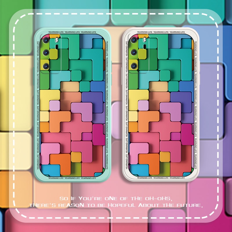 Dmy เคส huawei P40 P30 pro P20 mate 20 20X 10 30 pro กันกระแทก พิมพ์ลาย สี่เหลี่ยม สีสันสดใส