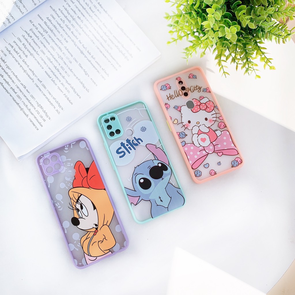 เคสและซองมือถือเคสหลัง ขอบกล้องสกรีนลายการ์ตูน รุ่น OPPO A1k A15 A59 A73 A83 R9s RealmeC12 C15 C17 R