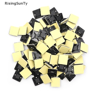 [RisingSunTy] ฐานยึดสายเคเบิล มีกาวในตัว 20x20 x 6 มม. 100 ชิ้น ♨ขายดี