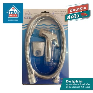 Dolphin ชุดสายชำระพร้อมหัวฉีด สีเงิน สายยาว 1.2 เมตร