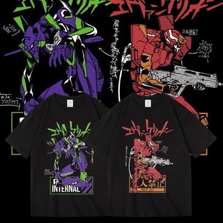 [COD]อะนิเมะสองมิติ Evangelion Shinji eva Mech Asuka พิมพ์ผ้าฝ้ายแขนสั้นผู้ชายและผู้หญิงเสื้อยืดฤดูร้อนS-5XL