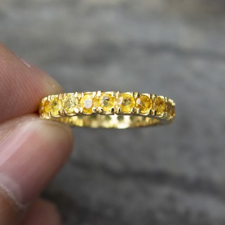 แหวนพลอยบุษราคัมน้ำทองบางกะจะ(Yellow Sapphire) เรือนเงินแท้ 92.5% ชุบทอง ไซด์นิ้ว56 หรือเบอร์ 7.5 US