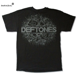 เสื้อยืดผ้าฝ้าย เสื้อยืด พิมพ์ลายดอกไม้ Deftones Burst Image สีดํา สําหรับผู้ชาย