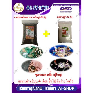 อาหารปูนา ชุดทดลองเลี้ยงขนาดใหญ่ อาหารเม็ดจมเม็ดใหญ่ 500g แร่ธาตุปู 300g อาหารปูน้ำไม่เสีย โปรตีนสูง โตเร็ว จัดส่งเร็ว