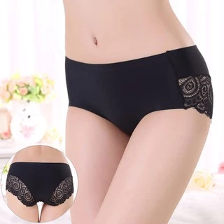 กางเกงในไร้ขอบ มีลูกไม้ ผ้าลื่น ใส่สบาย (10 สี)