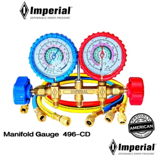 Imperial ชุดเกจวัดน้ำยาแอร์  Imperial® 496-CD  อิมพีเรียลพร้อมสาย 36 3 เส้น  R 22-12-502