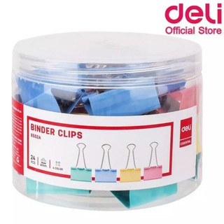 Deli 8552A Paper Clip คลิปหนีบกระดาษสีแฟนซี 41mm. บรรจุ 24 ชิ้น /กระปุก