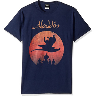 [S-5XL]เสื้อยืดแขนสั้นลําลอง ผ้าฝ้าย ระบายอากาศได้ดี พิมพ์ลายกราฟิกโลโก้ Disney Aladdin Sunset สําหรับผู้ชาย