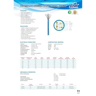 สายแลน CAT6 Link ภายใน แบ่งตัด 10-50 เมตร US-9106 สีขาว US-9106A สีฟ้า indoor สาย UTP LAN