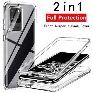 Casing Full Body Double Protective Transparent Phone Case For Samsung Galaxy S22 Ultra 5G S21 FE A52 A52S A72 A32 Front bumper Soft Silicone Hard Shockproof Cover