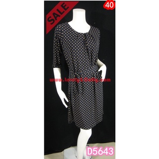 SaLe++ (อก40) D5643 Dressผ้าเกาหลี ซับในตัว ผูกโบว์เอวได้ lovely-catty