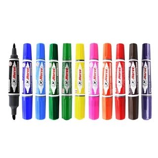 [กล่อง12 แท่ง] ปากกาเคมี 2 หัว ตราม้า รุ่น TWIN-PEN ปากกามาร์คเกอร์ ลบไม่ได้ Permanent Marker กันน้ำ